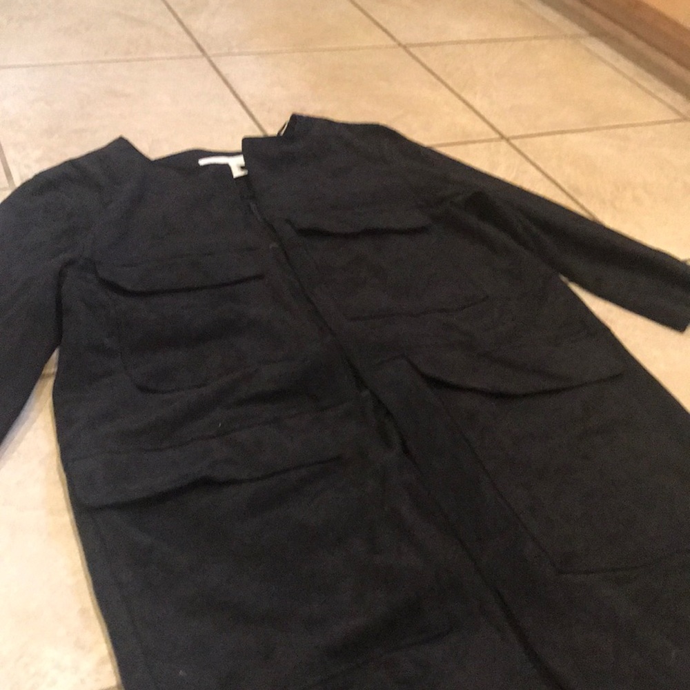 Long black suede jacket/cardigan